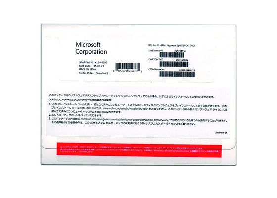 China Versão profissional FQC-08914 de Janpanese da etiqueta do bocado do Oem 64 de Microsoft Windows 10 fornecedor