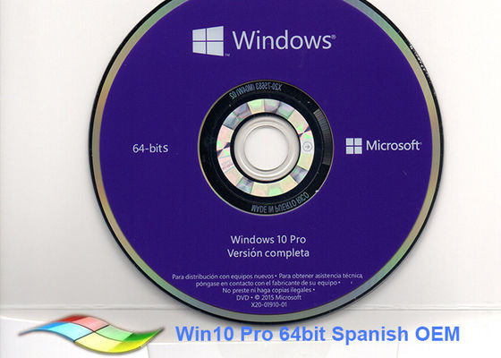 China Bocado 64 Dvd de Windows 10 da etiqueta do OEM de Windows 10 espanhóis genuínos da versão pro fornecedor