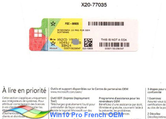 China Software 64BIT da etiqueta do OEM de Windows 10 franceses da versão pro para o PC fornecedor