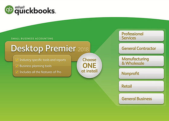 China Desktop genuíno primeiro 2018 de QuickBooks com assinatura pequena de 1-ano do software de contabilidade da empresa da edição da indústria fornecedor