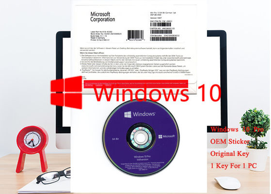 China Profissional do software da etiqueta 64bit 1pk DSP DVD do OEM de Windows 10 do alemão do OEM pro fornecedor