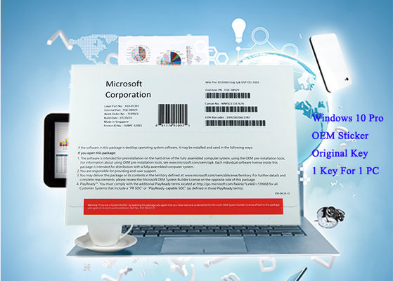 China Sistema informático 1pk da etiqueta do OEM de Windows 10 ingleses do bloco da versão pro DSP DVD fornecedor